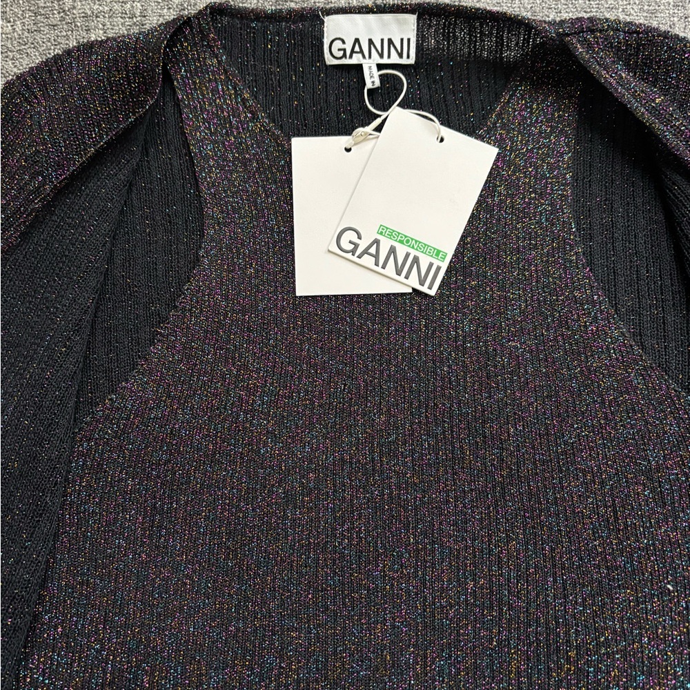 Ganni Black Lurex Knit Top - Picture 5 of 6